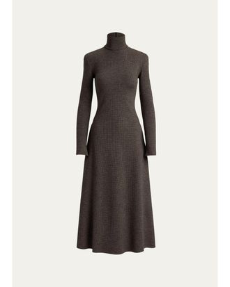 Ralph Lauren Collection Emmerson Turtleneck Tick-Weave Jersey Midi Day Dress