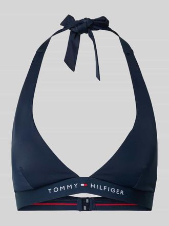 Tommy Hilfiger Bikini-Oberteil mit elastischem Bund mit Label-Print in Dunkelblau, Gr&ouml;&szlig;e XL
