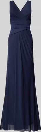 Troyden Collection Abendkleid mit Taillenband in Dunkelblau, Größe 48