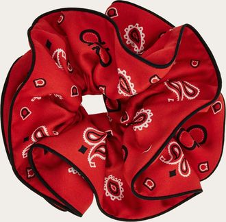 Ferragamo Women Arabesque print silk scrunchie Red