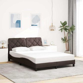 vidaXL Cama Sin Colch&oacute;n Tela Marr&oacute;n Oscuro 140x200 Cm Vidaxl