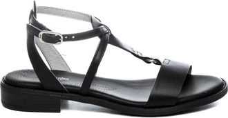 Nero Giardini Tamigi Platte Sandaal - Dames - Sandalen - Zwart - 37 EU - Leer - Schoenen