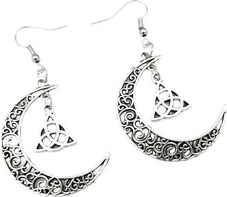 Generic 1 Pair Fashion Vintage Silvery Moon Knot Earrings Crescent Statement Earrings Creative Jewelry Gifts Attractive Processing