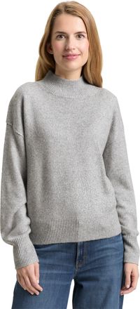 Tom Tailor Strickpullover TOM TAILOR, Damen, Gr. XXL, medium silber grau, Strick, Obermaterial: 47% Polyester, 47% Viskose, 6% Polyamid, unifarben, regular fit n