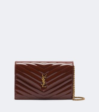 Saint Laurent Cartera con cadena Cassandre de piel