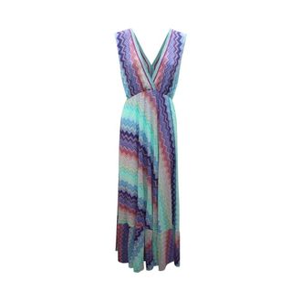 PHO Firenze Abito Lurex Wo Spacco Jurk - Dames - Casual kleedjes - Veelkleurig - XL - Katoen - Kleedjes