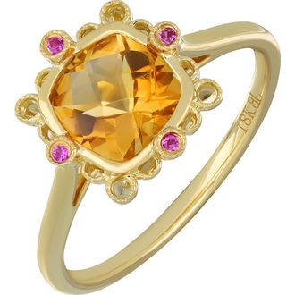 Bony Levy Iris 18K Yellow Gold Citrine & Pink Sapphire Ring at Nordstrom Rack, Size 6.5