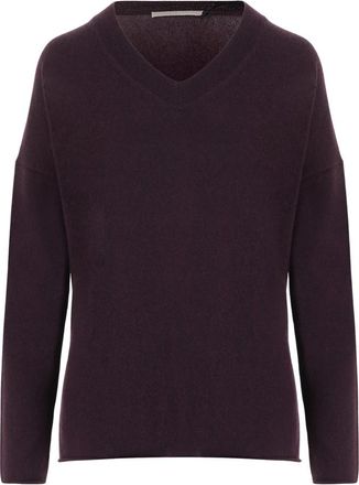 Allude Cashmere V-neck Trui - Dames - Cashmere truien - Paars - XS - Kasjmier - Truien & Vesten