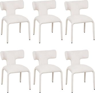 Woltu Woltu Juego De 6 Sillas De Cocina Tapizadas En Lino Colorado Comedor Sal&oacute;n Restaurante, Color Albaricoque