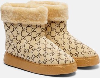 Gucci GG wool-trimmed suede ankle boots