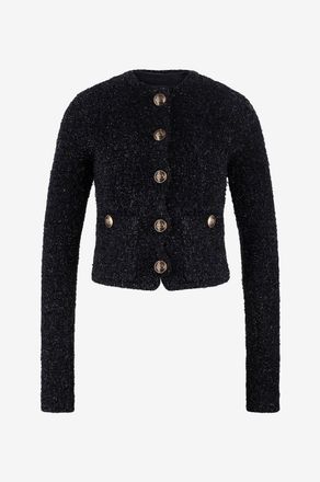 Balenciaga Glitzernder Tweed-Strick-Cardigan Cropped