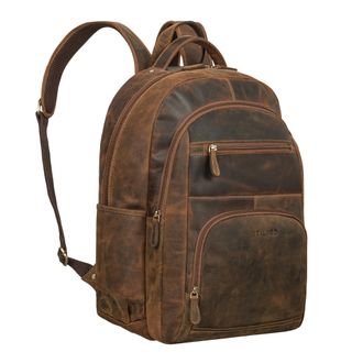 STILORD Pierre Leather Business Backpack Ladies and Men Work Backpack Large Laptop Backpack 15.6 Inch Hand Luggage Backpack Laptop Rucksack, Colour:calais - b
