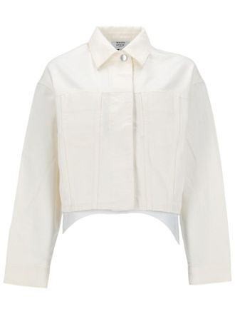 Maison Kitsun&eacute; Boxy Fit Cropped Cotton Jacket