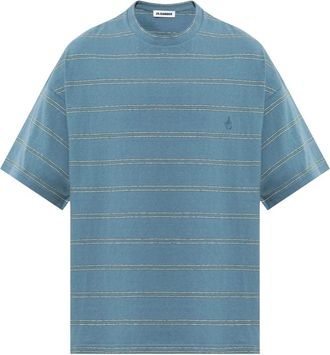 Jil Sander Ribbed T-shirt - Heren - Tops - Blauw - Maat: M Katoen