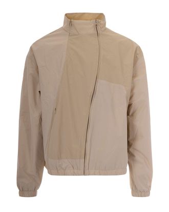Arte Retro-Inspired Cream Toned Curve Zipper Jacket