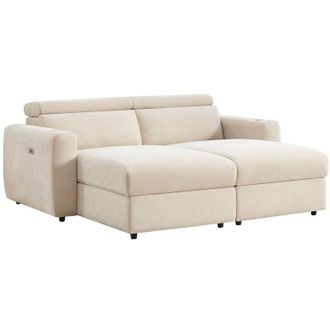Vente-Unique Divano 3 posti con recliner elettrico e seduta profonda in tessuto beige BERALDA