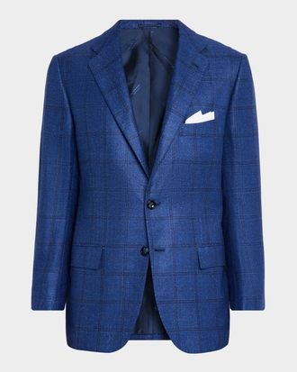 Kiton Men & apos;s Windowpane Check Single-Breasted Sport Coat