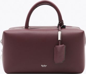 Max Mara Dark Red Leather Holdallm Top Handle Bag