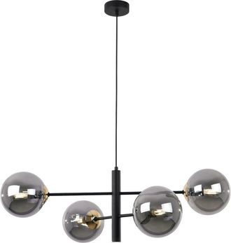 OEM L&aacute;mpara Colgante Vicenza Negra Y Dorada 4 Pantallas Planas Grafito E14