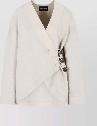 Giorgio Armani textured wrap blazer featuring side tie
