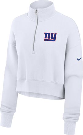 Nike New York Giants Primetime Phoenix Nike Womens NFL Oversized Cropped 1/4-Zip Crew in White | 01N910A8I-LCD