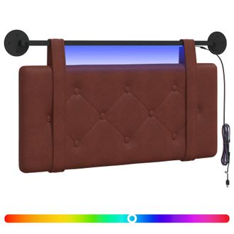vidaXL Cabecero Colgante Con Luz Led Marr&oacute;n Brillante Pu Antiguo Vidaxl