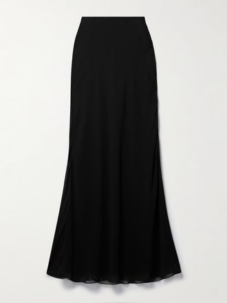 Khaite Gonna Maxi In Chiffon Di Seta Mauva - Nero