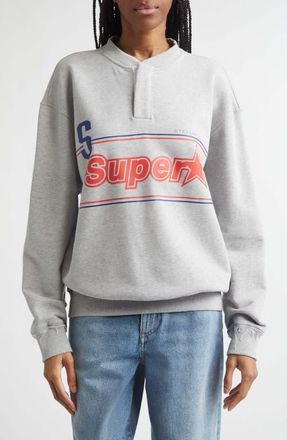 Stella McCartney Superstar Graphic Polo Sweatshirt in Grey Melange at Nordstrom, Size X-Small