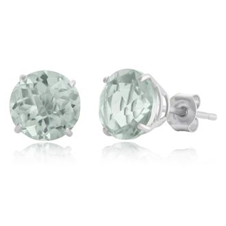MAX + STONE 10k Yellow or White Gold 8mm Round Cut Gemstone Birthstone Stud Earrings