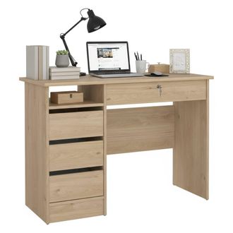 Dmora Dmora - Escritorio Franklin, Escritorio Multiusos, Mesa De Oficina Para Pc, El Plan De Trabajo, 109x49 H76 Cm, Roble