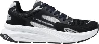 Emporio Armani Sportieve Sneakers met Vetersluiting - Heren - Sneakers - Zwart - 41 1/2 EU - Polyester - Schoenen