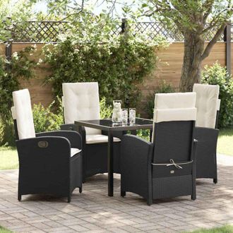 vidaXL Conjunto De Comedor De Jard&iacute;n 5 Pcs Negro Rat&aacute;n Sint&eacute;tico Vidaxl