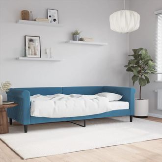 vidaXL Sof&aacute; Cama Con Colch&oacute;n Terciopelo Azul 90x200 Cm Vidaxl