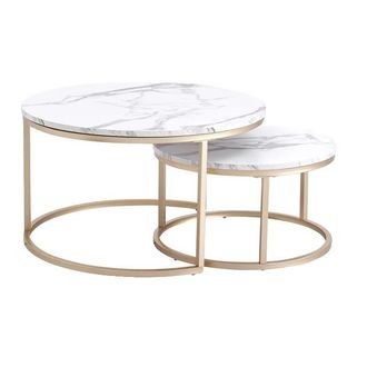 OEM Mesa De Centro Con Acabado Efecto M&aacute;rmol, Dise&ntilde;o Moderno, Color Blanco
