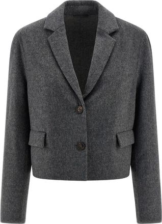 Brunello Cucinelli Wollen blazer met enkele rij knopen - Grijs