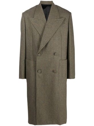 Givenchy double-breasted herringbone wool coat - Green