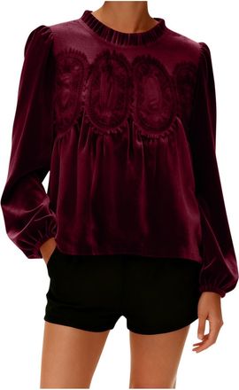 Generic Velvet Tops for Women Lace Splicing Fashion Elegant Womens Jumpers Crew Neck Comfy Velvet Blouse Long Sleeve Casual Ladies Sweatshirts Loose Holiday P