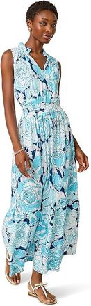 Lilly Pulitzer Amiria Maxi Dress Womens Dress Capri Blue Rosanna : XXS, Cotton