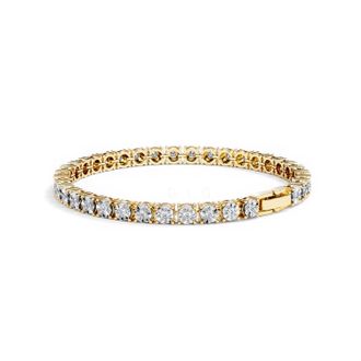 The Diamond Store Mens Diamond 1.00ct Tennis Bracelet in 18k Gold Vermeil