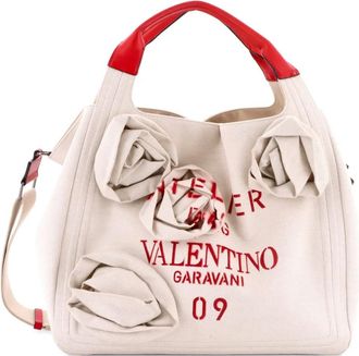 Valentino Garavani Rose Blossom Atelier Bag canvas grote shopper - Beige