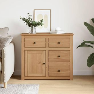 Berkfield Home Sideboard with Drawers Panama 93x40x80 cm Solid Wood Pine in Brown | Size: 93 x 40 x 80 cm