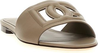Dolce & Gabbana Womens Gray Calfskin Slides Shoe