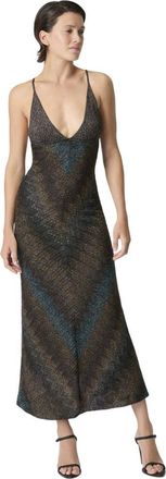 Missoni Viscose Lam&eacute; Gown With Deep Neckline in Green& Brown at Nordstrom, Size 38 It