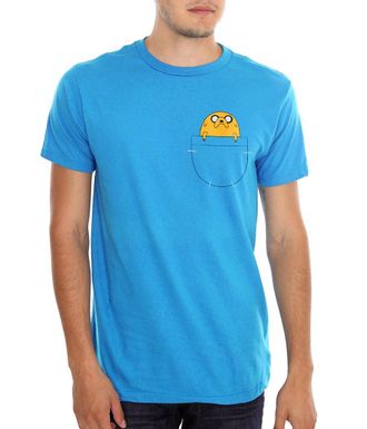 Adventure Time Mens Jake in Pocket T-Shirt Teal - blue - XL