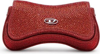 Diesel Play-Mini crossbody bag in crystal Lurex - Crossbody Bags - Woman - Red
