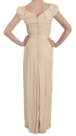 Dolce & Gabbana Womens Silk Column Cap Sleeve Gown Beige