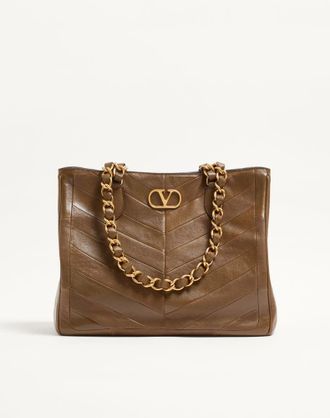 Valentino Garavani Borsa Shopping Valentino Garavani Laseine In Nappa Motivo Chevron Donna TUNDRA UNI