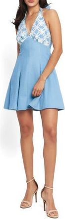 Flying Tomato Textured Halter Minidress in Light Indigo at Nordstrom Rack, Size Medium