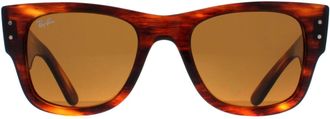 Ray-Ban Square Polished Striped Havana Brown RB0840S Mega Wayfarer