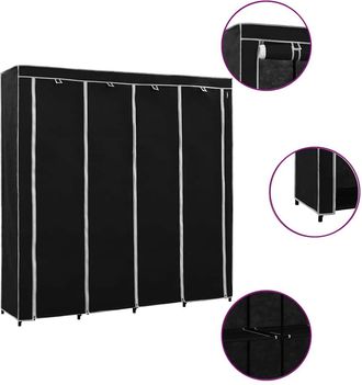 vidaXL Armario Con 4 Compartimentos Negro 175x45x170 Cm Vidaxl